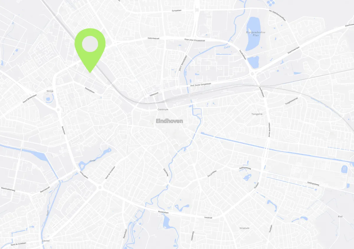 Kaart van Eindhoven met Afterservice locatie